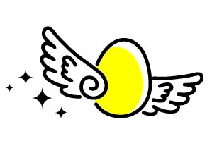 羽が生えたたまごのイラスト（キラキラ）